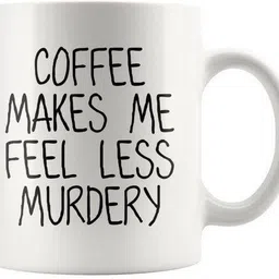 otaku creation Coffee Makes Me Feel Less Murdery Printed Ceramic, 350 ml Ceramic Coffee Mug-picture-21