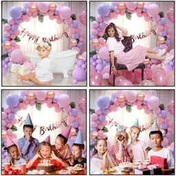 tredd enterprises Birthday Items Como for Girls - 60 Pcs Purple Birthday Decorations Kit image 4