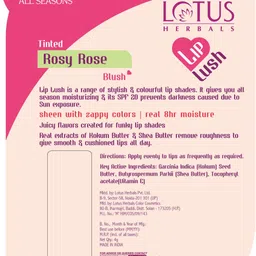 lotus herbals Lip Lush Tinted Lip Balm Rosy Rose Blush image 2