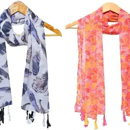 stolevilla Printed Chiffon Women Multicolor Scarf, Stole, Fancy Scarf-picture-42