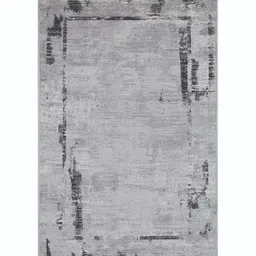 apco Grey Abstract Polypropylene 8 ft x 10 ft Machine Made Carpet image 2