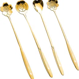 rikup Golden Spoon Set Coffee Dessert Cutlery Kitchen Tableware Stainless Steel Stainless Steel Table Spoon Set-picture-16