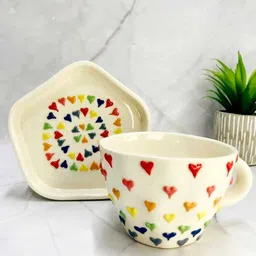 aav world Pack of 1 Ceramic heart design saucer with Cup Set-picture-17