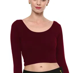 jovo Party Regular Sleeves Self Design Women Maroon Top image 1