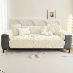 dream care Fleece 3 Seater Sofa Plain Cover-picture-36