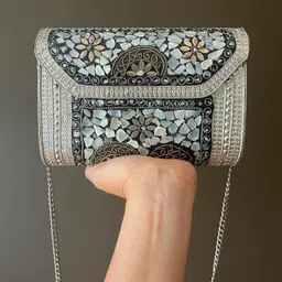 babbotyy Multicolor Women Clutch Women Clutch Handmade Silver Metal Bag-picture-12