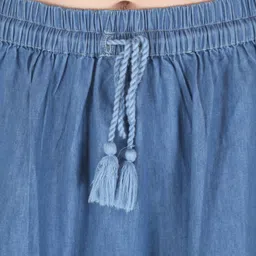 hi fashion Women Embroidered A-line Blue Skirt image 4