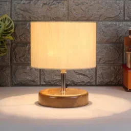 Devansh Wood Table Lamp With Off-White Cotton Shade by New Era-picture-13
