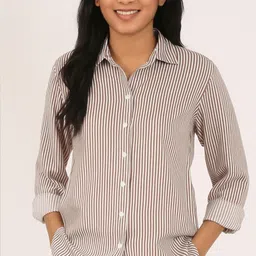 trendeeva Women Regular Fit Striped Button Down Collar Casual Shirt-picture-29