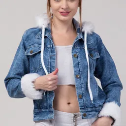 Women Washed Denim Jacket-image-17