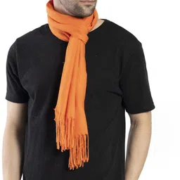 life and style Solid Wool Blend Men Orange Scarf image 3