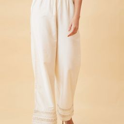globus Women Straight Fit White Viscose Rayon Trousers-picture-1