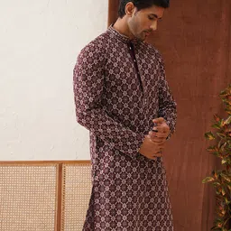 jompers Men Embroidered Viscose Rayon Straight Kurta image 3