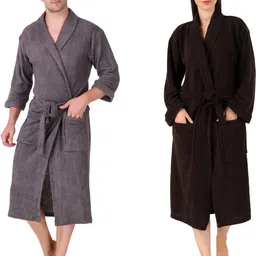 comfortlooms Grey, Black Free Size Bath Robe-picture-27