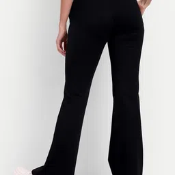 next one Women Flared Black Lycra Blend Trousers image 2