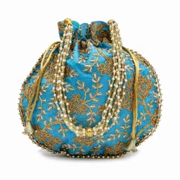 mihir clothing Women Blue, Gold Potli-picture-25