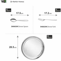 shri & sam Pack of 30 Stainless Steel High Grade Stainless Steel Dinner Set, 30-Pieces, Service for 5 People, Silver Dinner Set image 2