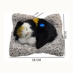 aperol design Sleeping Cute Cat Toy for Car & Home with Activated Carbon & Meow Sound Decorative Showpiece - 5 cm image 2