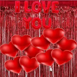Solid Love You Heart Balloon Foil Valentine Decoration Items for Room / Heart Balloons Balloon-image-70