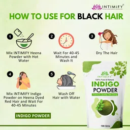intimify Herbal Henna Powder and Indigo Powder Combo- for Natural Black & Shiny Hair image 4
