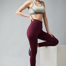blinkin Solid Women Maroon Tights image 3