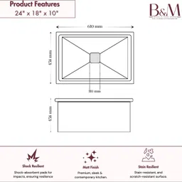 bowlsandmore | 24" x 18" x 10" | KITCHEN SINK WITH SOAP DISPENSER | HANDMADE KITCHEN SINK BLACK MATT FINISH VESSEL SINK Vessel Sink image 4