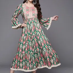 indo era Women Abstract Viscose Rayon Ethnic Dress-picture-25