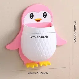 shreejee Plastic Penguin Design Wall Mounted Storage Organizer for Bathroom/Kitchen Etc x3.230 Storage Basket image 2