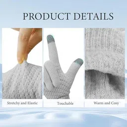 firmed string Solid Winter Women Gloves image 3