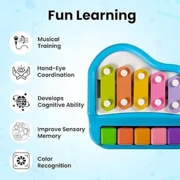 sotnof Kids Piano Xylophone Musical Toy with 5 Keys Early Learning Toy for Toddlers image 5