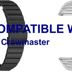 ACM WSM20H22BKSL1058 Pack of 2 Watch Strap Adjustable Steel 22mm for Fossil Q Crewmaster Smartwatch (Black/Silver) Smart Watch Strap-picture-13