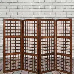 shilpi Wooden Room Rhombus Divider In Brown image 1