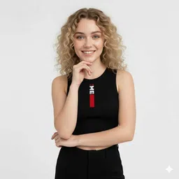 chroma style Pack of 2 Casual Sleeveless Printed Women White, Black Top-picture-37