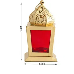 antique collection Decorative Blossom Hanging Lantern/Lamp with t-Light Candle, (Set of 2) Red Iron Hanging Lantern image 2