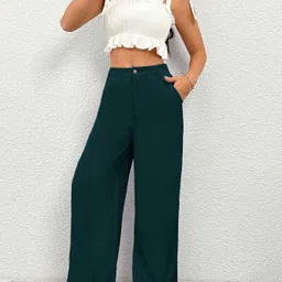 whisq Pack of 2 Women Regular Fit Purple, Green Cotton Blend Trousers image 5