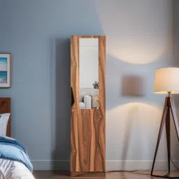 mintwud from pepperfry Maya 1 Door Wardrobe In Vintage Sheesham Finish With Mirror-picture-37