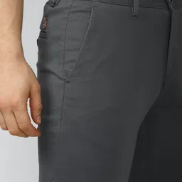 peter england Men Slim Fit Grey Cotton Blend Trousers image 4