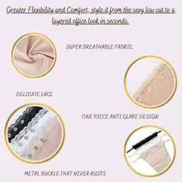 dikklate Women Black, White, Beige Mock Camisole image 3