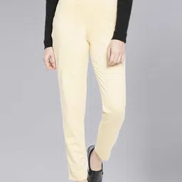 dollar missy Women Regular Fit Cream Cotton Blend Trousers-picture-26