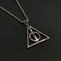 sky enterprises Rotating Deathly Hallows Pendant Necklace Accessories Steel Chain image 3