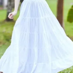 bprcollection Women Solid Flared White Skirt image 3