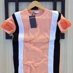 meetri Men Colorblock Round Neck Polyester Pink T-Shirt-picture-34