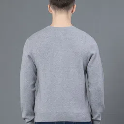 red tape Men Solid Round Neck Grey Sweater image 3