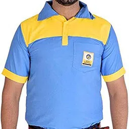 unisim Men Colorblock Polo Neck Polycotton Blue T-Shirt-picture-24