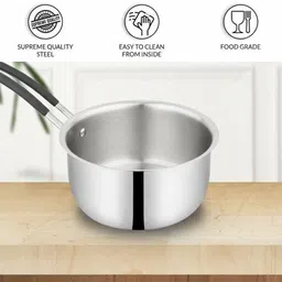 Onions India Gold Triply Stainless Steel Sauce Pan - with Heat-Resistant Handle Sauce Pan 14 cm diameter 1 L capacity image 4