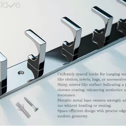 execlave L Shape 6 Pin Hook Stainless Steel Bathroom Cloth Hooks Hanger (Pack of 2) Door Hanger image 3