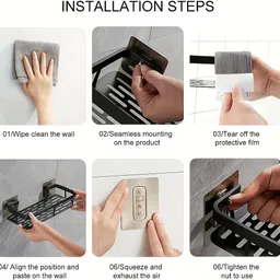 goldfinch Aluminium Pack of 2, Self Adhesive Bathroom Shelf for Wall Shelf Organizer Wall Aluminium Wall Shelf image 4