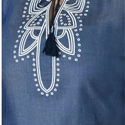 vaamii Casual Regular Sleeves Embroidered Women Blue Top image 3