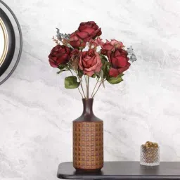 Artificial Red Rose Flower Bunch Realistic Decorative Bouquet For Home, Office & Events (Red)-image-23