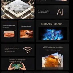 Omex Short Throw 4K decoding Android Dolby Audio 2.4G/5G WiFi Bluetooth 5.0 (6500 lm / 2 Speaker / Wireless / Remote Controller) Portable Projector image 3